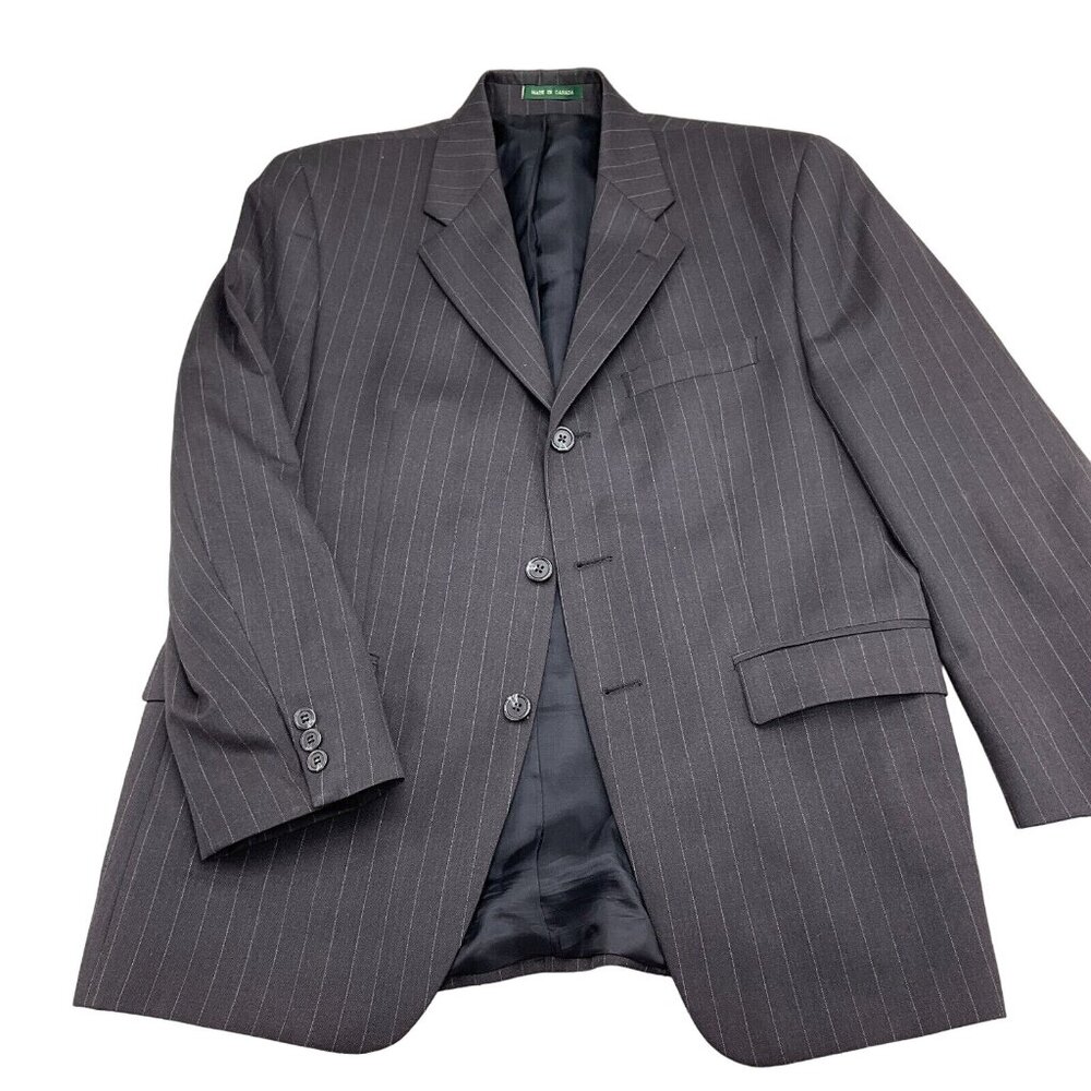 Lauren Ralph Lauren Blazer‎ Men 40 Charcoal Gray Pinstripe Wool Union Canada VTG